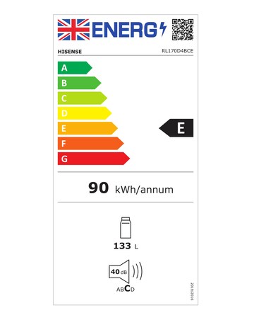 Hisense RL170D4BCE Under Counter Fridge - Stainless Steel E Rated
