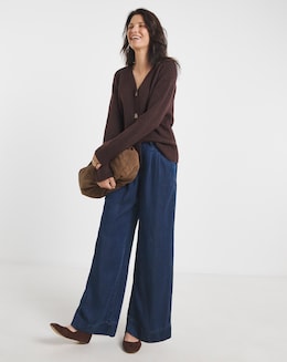 Re-Luxe Chocolate V Neck Seam Detail Cardigan