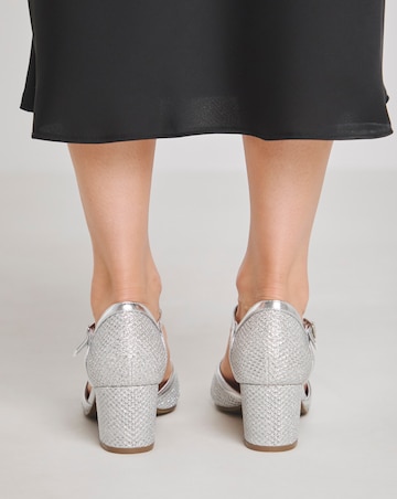 Dolores Low Block Heel T Bar Shoes - Wide Fit (E)