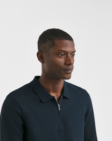 Longsleeve Textured Jersey Polo-Navy