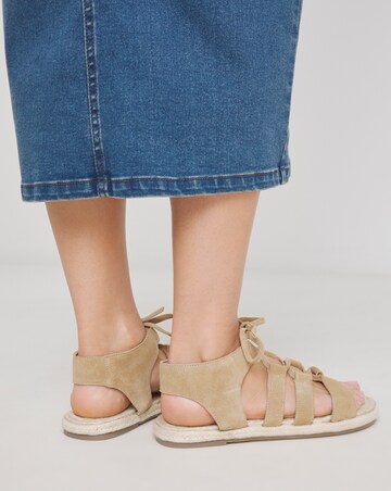 Simply Be Serenity Suede Lace Up Flat Espadrille Sandals - Extra Wide Fit (EEE)