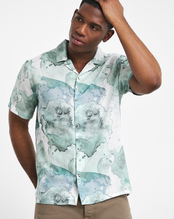 Short Sleeve Cuban Collar Tie Dye Shirt