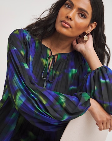 Joanna Hope Pleated Keyhole Blouse
