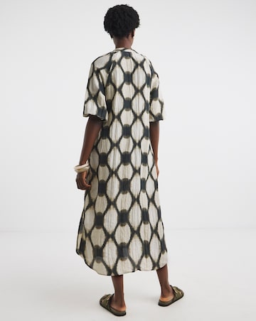 Printed Textured Fabric Kaftan Dress