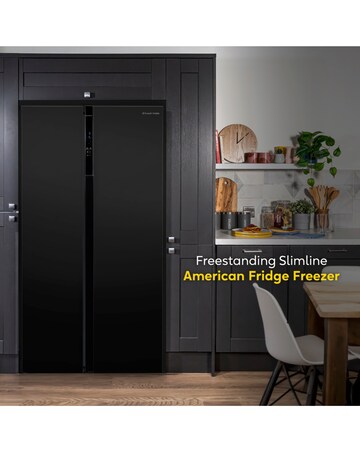 Russell Hobbs RH90AFF201B Slim American Fridge Freezer - Black E Rated