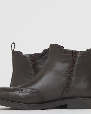 Samanatha Leather Chelsea Boot With Brogue Detailing - Extra Wide Fit (EEE)