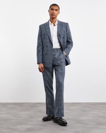 Blue Check Regular Fit Suit Trouser