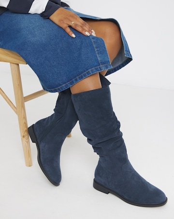 Pebble Knee High Ruched Boots - Extra Wide Fit (EEE) & Super Curvy Calf