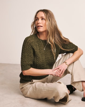 Anthology Khaki Cable Half Sleeve T-shirt