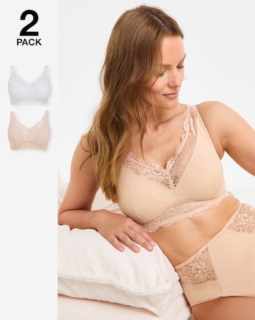 Pretty Secrets (2 Pack) New Ella Full Cup Non Wired Bras (B-G) Blush/White