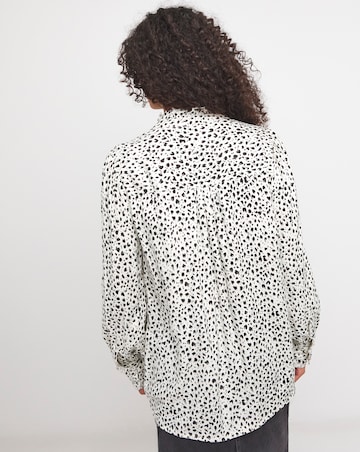 Womens Frill Detail Long Sleeve Blouse - Ivory Print