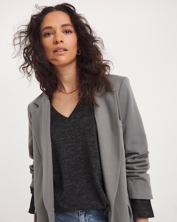 Black V Neck Soft Touch Longline Top