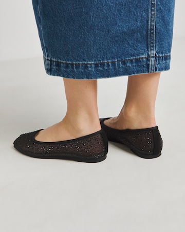Luminous Embellished Mesh Ballet Flats - Extra Wide Fit (EEE)