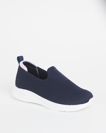 Cushion Walk Navy Arch Support Slip On Trainers- Extra Wide Fit (EEE)