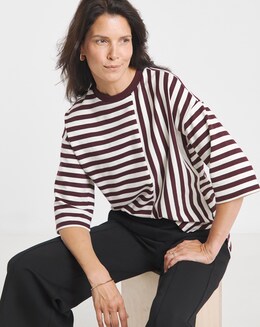 Burgundy Stripe Heavyweight T-Shirt