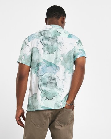 Short Sleeve Cuban Collar Tie Dye Shirt