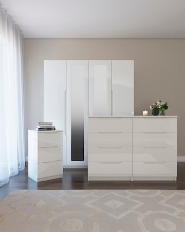 Sorrento High Gloss Assembled 2 Drawer Bedside Table