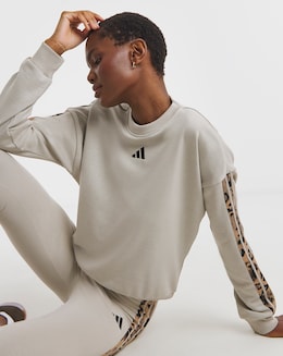 adidas Leopard Print 3 Stripe Sweatshirt