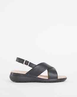 Cushion Walk Black Crossover Sandal -Ultra Wide Fit (EEEEE)