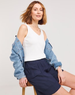 Navy Lyocell Rich Soft Utility Bermuda Shorts
