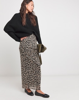 Animal Jersey Mesh Column Maxi Skirt