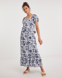 Anise Navy Print Tiered Co-Ord Maxi Skirt