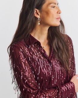 Joanna Hope Sequin Tassle Shirt