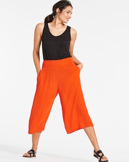 Crinkle Shirred Waist Culottes