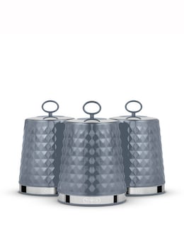 Tower Solitaire Set Of 3 Canisters - Grey