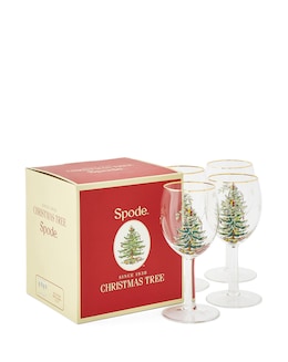 Spode Christmas Tree Set of 4 Wine Glasses