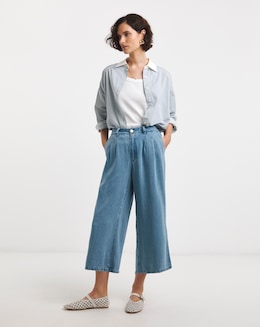 Wide Leg Crop Jeans with Tencel TM Lyocell