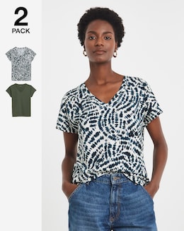Pure Cotton 2 Pack V Neck T-Shirt