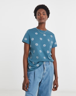 Pure Cotton Embroidered Shell T-Shirt