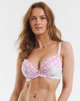 Ann Summers Sexy Lace Planet Plunge Bra White/Pink