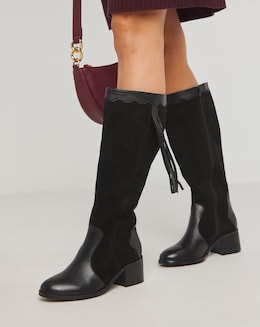 Joe Browns Black Suede Knee High Boot -Wide Fit (E) &amp; Super Curvy Calf
