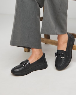 Heavenly Soles Lynn Sporty Loafers With Trim - Wide Fit (E)