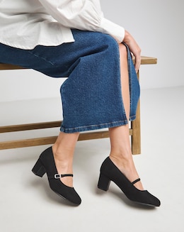 Lorraine Low Block Heel Mary Janes - Wide Fit (E)