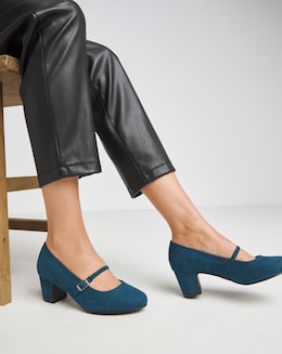 Lorraine Low Block Heel Mary Janes - Wide Fit (E)