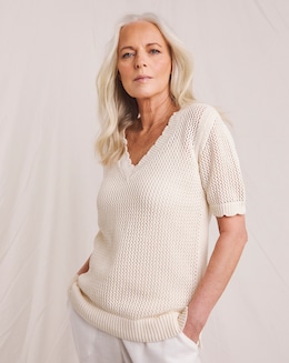 Julipa Crochet Pure Cotton Short Sleeve Jumper