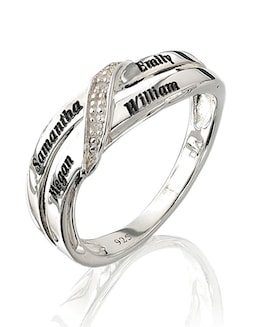 Precious Sentiments Sterling Silver &amp; Diamond-Set Personalised Crossover Ring