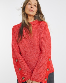Re-luxe Paprika Button Sleeve Jumper