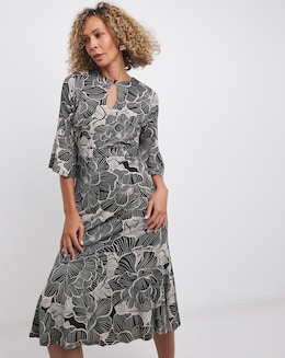 Joanna Hope Luxe Mono Floral Jersey Midi Dress