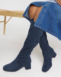 Claudia Low Block Heel Knee High Boots - Standard Fit (D) &amp; Standard/Curvy Calf