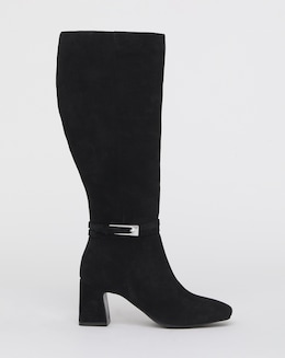 Alfie Heeled Leather Knee High Boots Trim - Wide Fit (E) &amp; Curvy Calf
