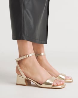 Amber Barely There Low Block Heel Sandals - Wide Fit (E)