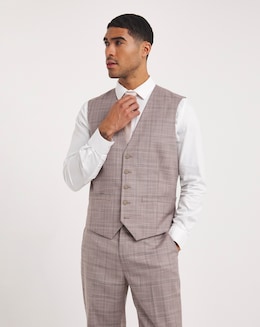 Jordan Burgundy Check Suit Waistcoat