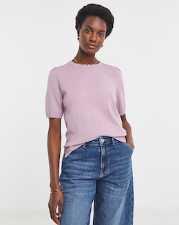 Blush Crew Neck Short Sleeve Jumper