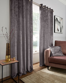 Crushed Velvet Lined Eyelet Curtains