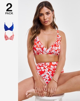 Value 2 Pack Ruffle Plunge Bikini Tops