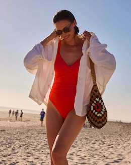 Simply Be Medium Tummy Control Swimsuit Coral
